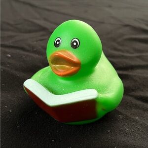 Green Rubber Duck with Book